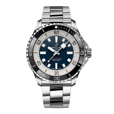 Breitling Superocean Automatic 44mm Blue Dial Silver Steel Strap Watch for Men - A17376211C1A1
