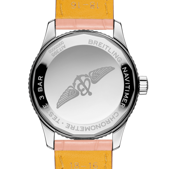 Breitling Navitimer Automatic 35 Mother of Pearl Dial Pink Leather Strap Watch for Women - A17395211A1P3