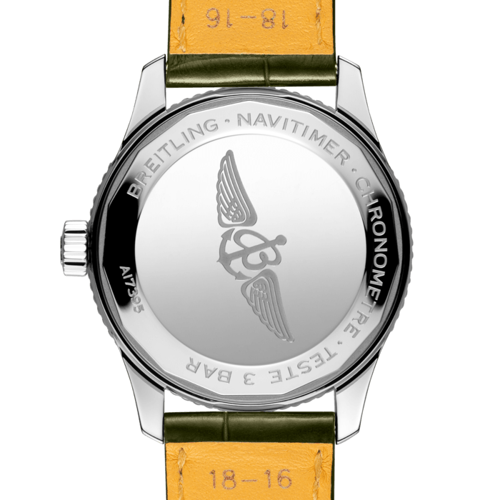 Breitling Navitimer Automatic 35 Green Dial Green Leather Strap Watch for Women - A17395361L1P1
