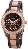 Fossil Stella Multifunction Brown Dial Two Tone Steel Strap Watch for Women - ES4079