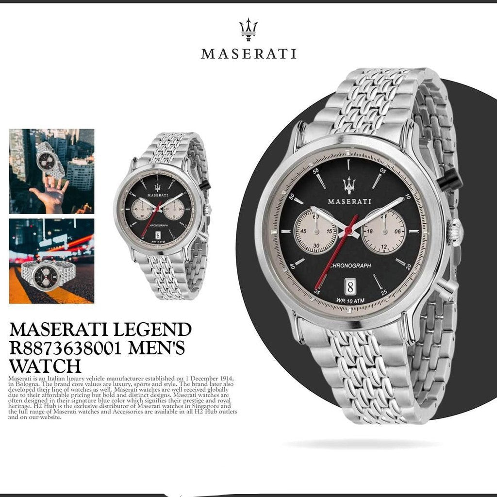 Maserati Legend Chronograph Black Dial Stainless Steel Watch For Men - R8873638001