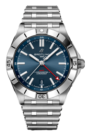 Breitling Chronomat GMT 40 Blue Dial Silver Steel Strap Watch for Men - A32398101C1A1