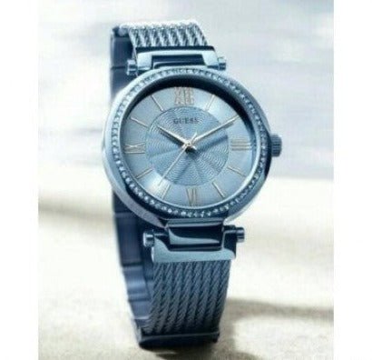 Guess Soho Diamonds Blue Dial Blue Mesh Bracelet Watch For Women - W0638L3