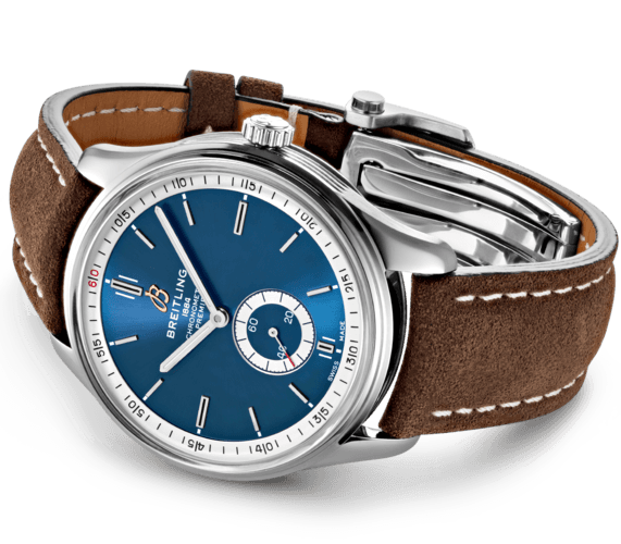 Breitling Premier Automatic 40mm Blue Dial Brown Leather Strap Mens Watch - A37340351C1X2