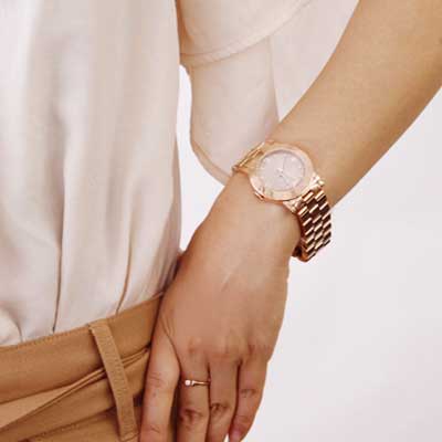 Marc Jacobs Amy Glitz Brown Dial Rose Gold Steel Strap Watch for Women - MBM3221