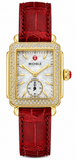 Michele Deco Mother of Pearl Dial Red Leather Strap Watch For Women - MWW06V000017