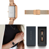 Daniel Wellington Quadro Melrose Rose Gold Mesh Bracelet Watch For Women - DW00100432
