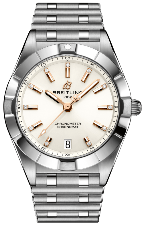 Breitling Chronomat 32 Diamonds White Dial Silver Steel Strap Watch for Women - A77310101A3A1