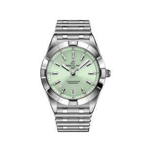 Breitling Chronomat 32 Diamonds Green Dial Silver Steel Strap Watch for Women - A77310101L1A1