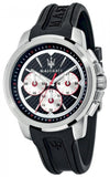 Maserati SFIDA Chronograph Black Silver Dial Black Rubber Strap Watch For Men - R8851123001