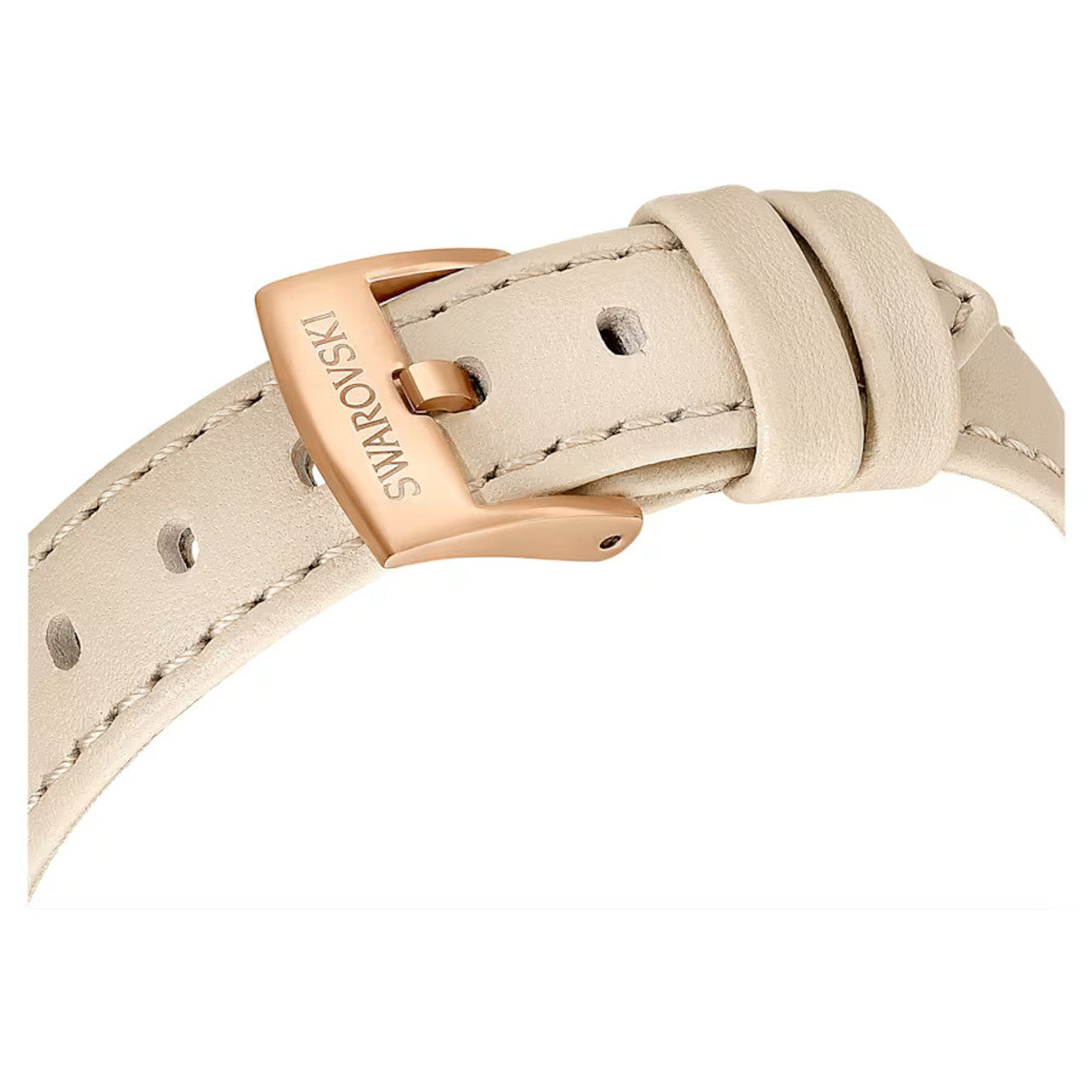 Swarovski Certa Crystals Silver Dial Beige Leather Strap Watch for Women - 5672968