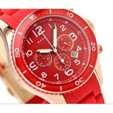 Marc Jacobs Rock Chronograph Red Dial Red Silicone Strap Watch for Women - MBM2577