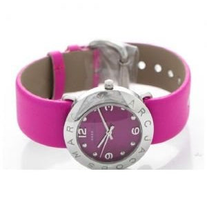 Marc Jacobs Amy Purple Dial Red Leather Strap Watch for Women - MBM1138