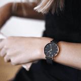 Daniel Wellington Petite Ashfield Black Dial Black Mesh Strap Watch For Women - DW00100308