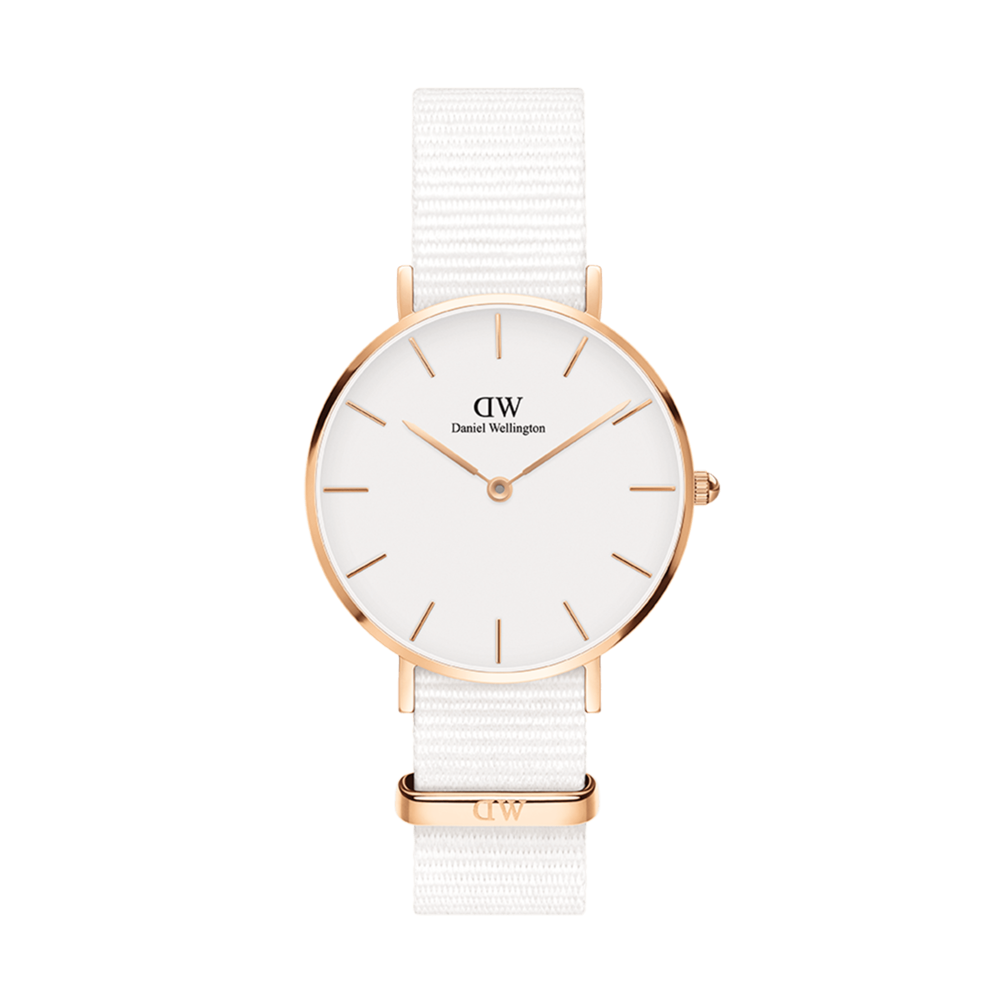 Daniel Wellington Petite Dover Quartz White Dial White NATO Strap Watch For Women - DW001000313