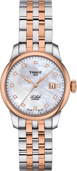 Tissot Le Locle Automatic Diamonds Mother of Pearl White Dial Two Tone Steel Strap Watch For Women - T006.207.22.116.00
