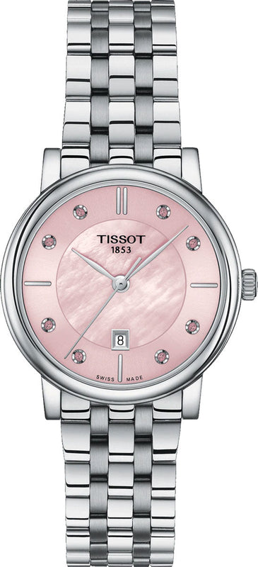 Tissot T Classic Carson Premium Pink Dial Silver Steel Strap Watch for Women - T122.210.11.159.00