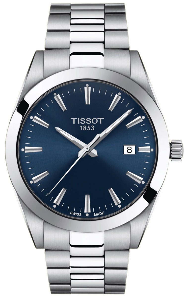 Tissot Gentleman Blue Dial Silver Steel Strap Watch For Men - T127.410.11.041.00