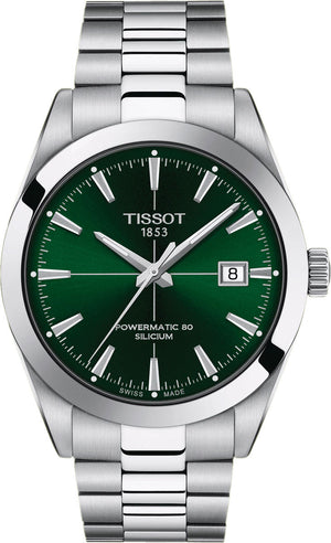 Tissot Gentleman Powermatic 80 Silicium Green Dial Silver Steel Strap Watch For Men - T127.407.11.091.01