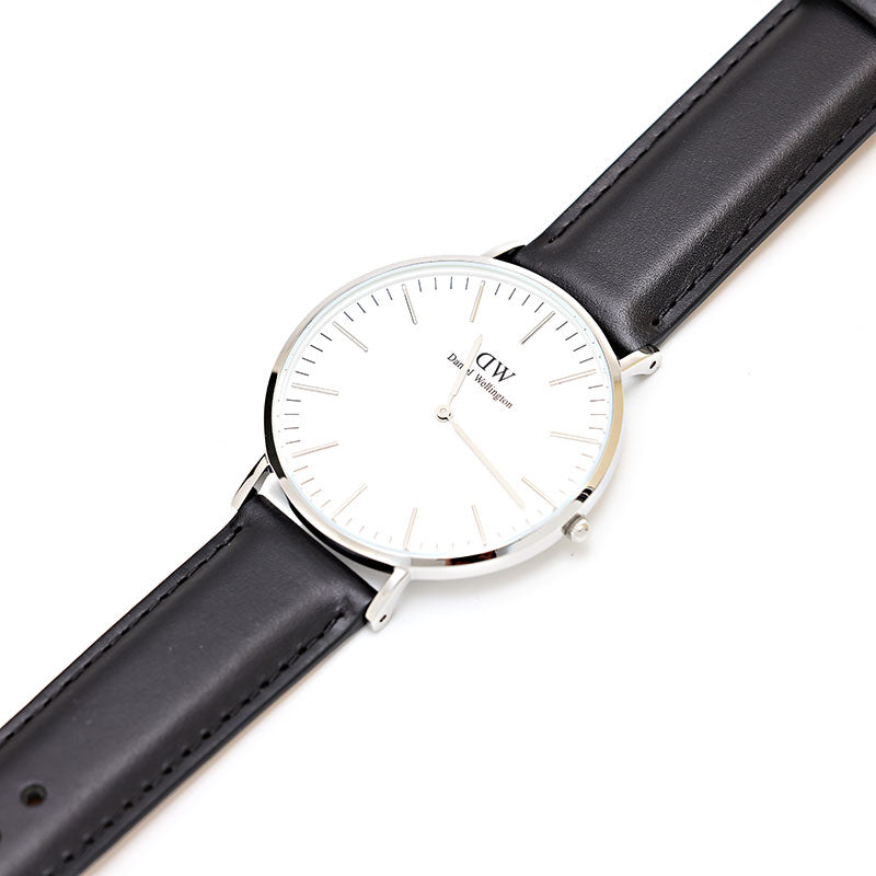 Daniel Wellington Classic Sheffield White Dial Black Leather Strap Watch For Men - DW00100020