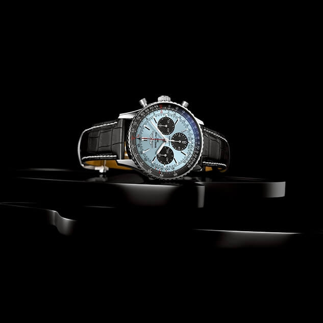 Breitling Navitimer B01 Chronograph 43 Blue Dial Black Leather Strap Watch for Men - AB0138241C1P1