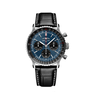 Breitling Navitimer B01 Chronograph 41 Blue Dial Black Leather Strap Watch for Men - AB0139241C1P1