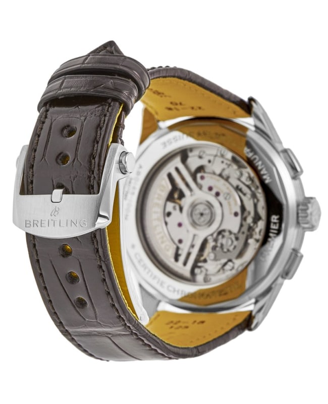Breitling Premier B01 Chronograph 42 White Dial Brown Leather Strap Watch for Men - AB0145211G1P1