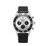 Breitling Superocean Heritage B01 Chronograph 44 Silver Dial Black Mesh Bracelet Watch for Men - AB0162121G1S1