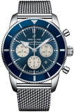 Breitling Superocean Heritage B01 Chronograph 44 Blue Dial Silver Mesh Bracelet Watch for Men - AB0162161C1A1