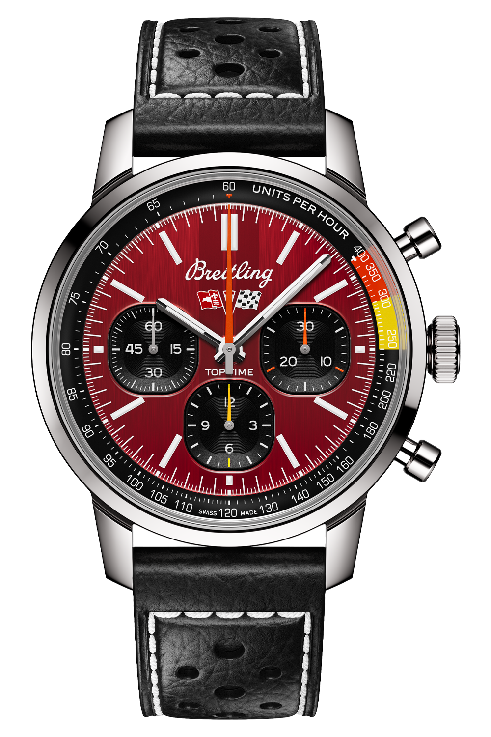 Breitling Top Time B01 Chevrolet Corvette Red Dial Black Leather Strap Watch for Men - AB01761A1K1X1