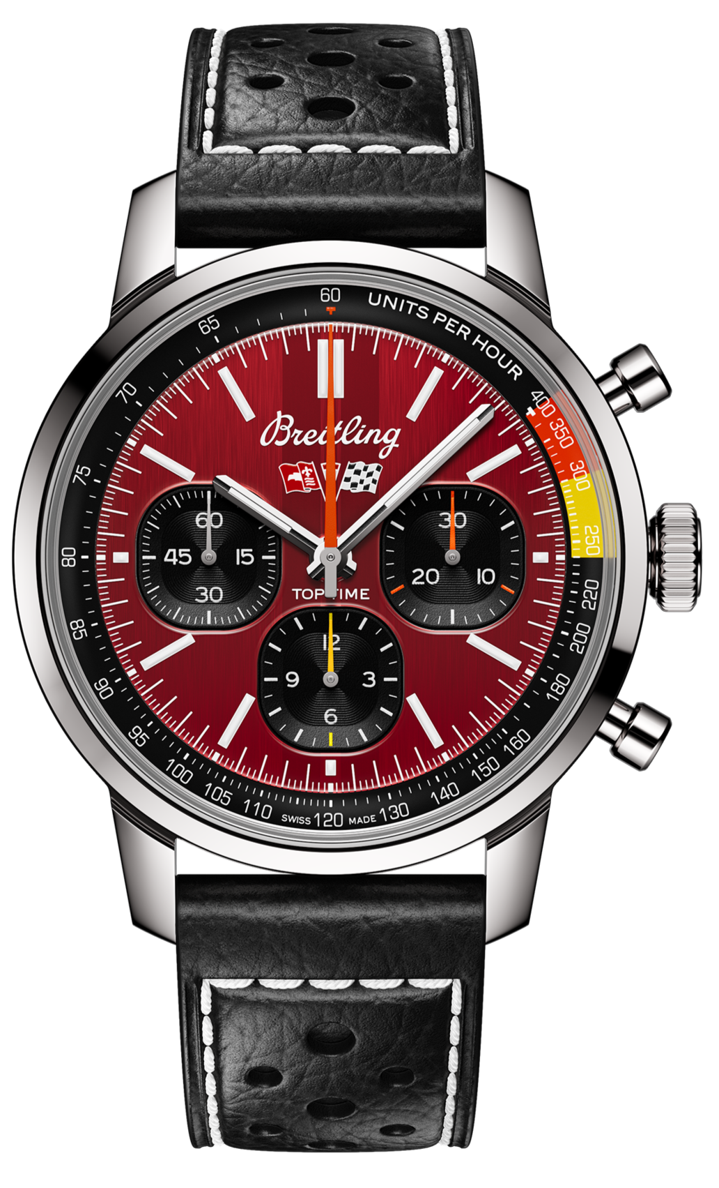 Breitling Top Time B01 Chevrolet Corvette Red Dial Black Leather Strap Watch for Men - AB01761A1K1X1