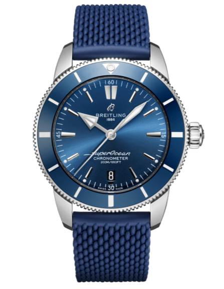 Breitling Superocean Heritage II B20 44mm Blue Dial Blue Rubber Strap Mens Watch - AB2030161C1S1