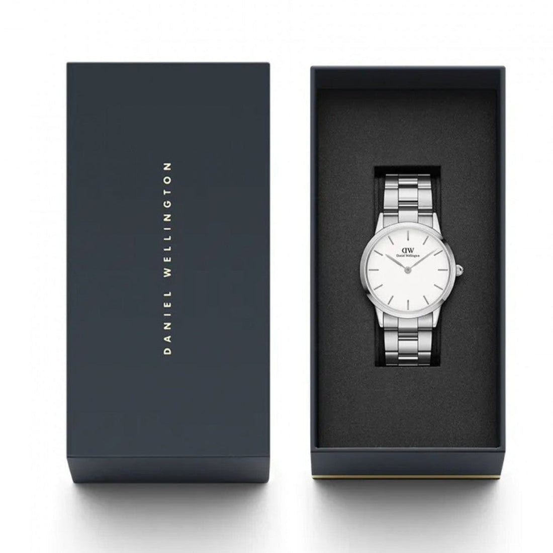 Daniel Wellington Iconic Link White Dial Silver Steel Strap Watch for Women - DW00100203