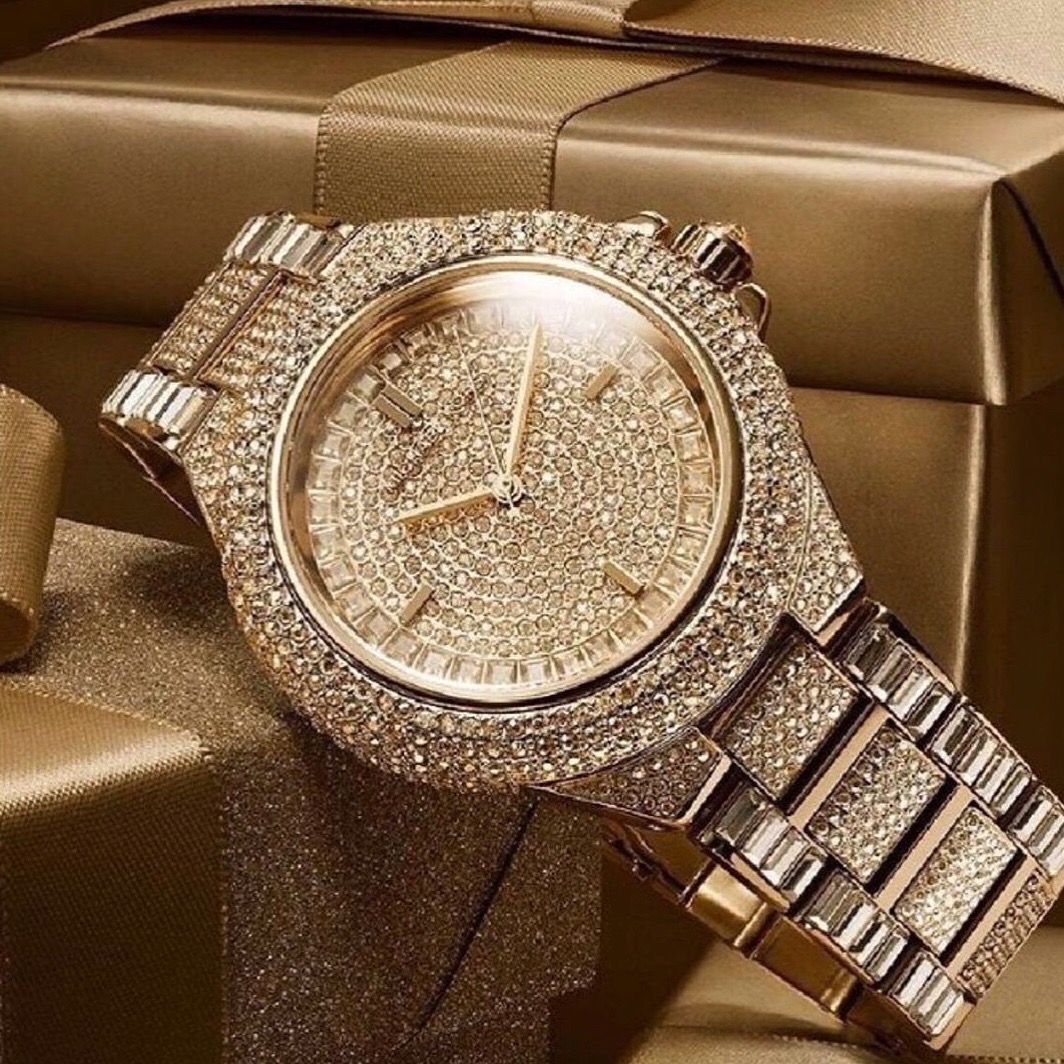 Michael Kors Camille Diamonds Gold Dial Gold Steel Strap Watch for Women - MK5720