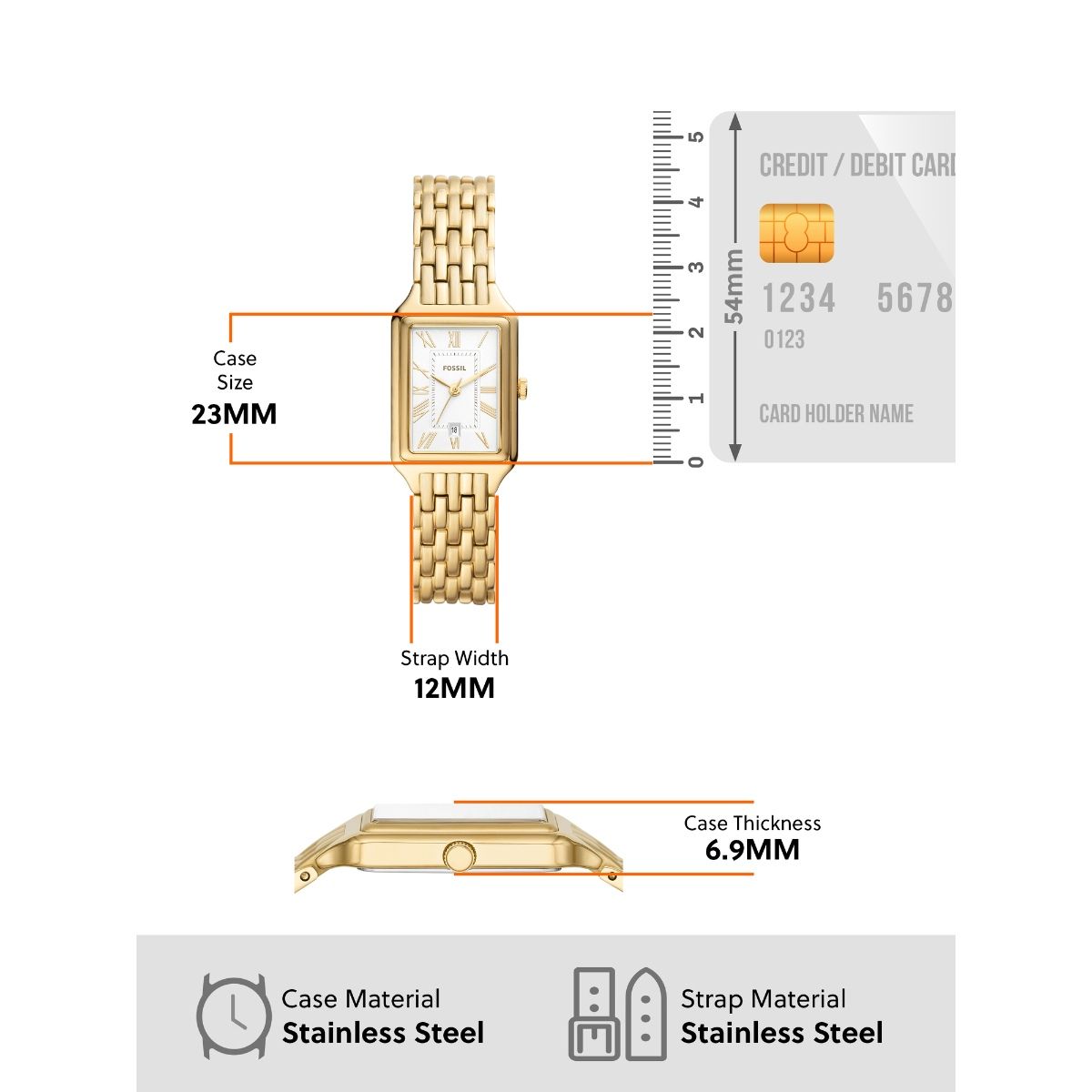 Fossil Raquel Three Hand Date White Dial Gold Steel Strap Watch For Women - ES5220