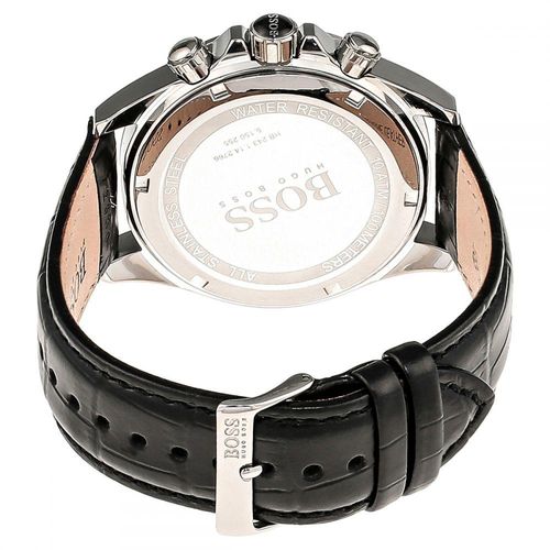 Hugo Boss Ikon Black Dial Black Leather Strap Watch for Men - 1513178