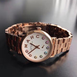Marc Jacobs Baker Dexter White Dial Rose Gold Steel Strap Watch for Women - MBM3443