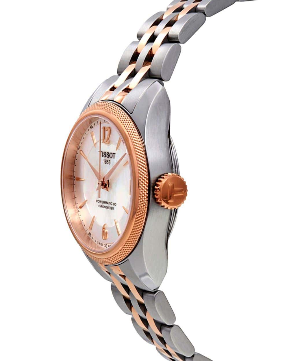 Tissot Ballade Powermatic 80 Cosc Mother of Pearl Dial Two Tone Steel Strap Watch For Women - T108.208.22.117.01