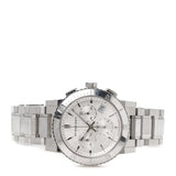 Burberry City Chronograph White Dial Silver Steel Strap Watch For Women - BU9700