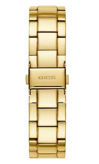 Guess Solar Chronograph Diamonds White Dial Gold Steel Strap Watch for Women - W1069L2
