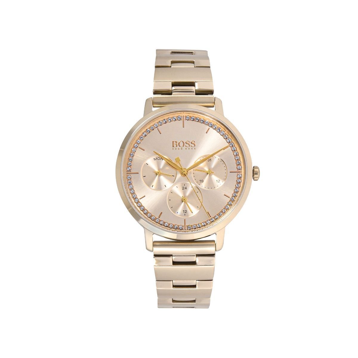 Hugo Boss Prima Gold Dial Gold Steel Strap Watch for Women - 1502572