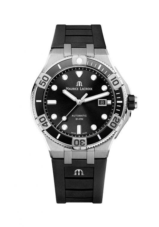 Maurice Lacroix Aikon Venturer Black Dial Black Rubber Strap Watch for Men - AI6058-SS001-330-1