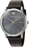 Emporio Armani Luigi Quartz Gray Dial Brown Leather Strap Watch For Men - AR1996