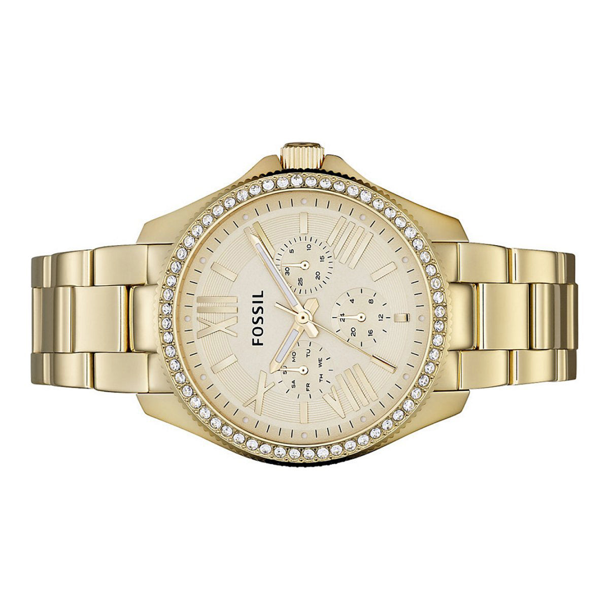 Fossil Cecile Chronograph Gold Dial Gold Steel Strap Watch for Women - AM4482