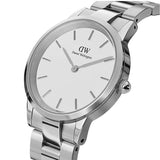 Daniel Wellington Iconic Link White Dial Silver Steel Strap Watch for Women - DW00100203