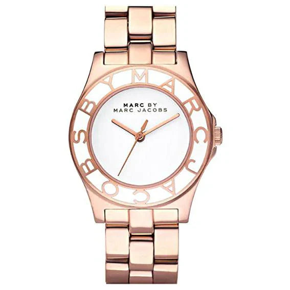 Marc Jacobs Blade White Dial Gold Steel Strap Watch for Women - MBM3075