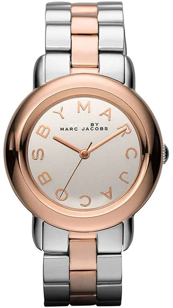 Marc Jacobs Marc Silver Dial Two Tone Steel Strap Watch for Women- MBM3170