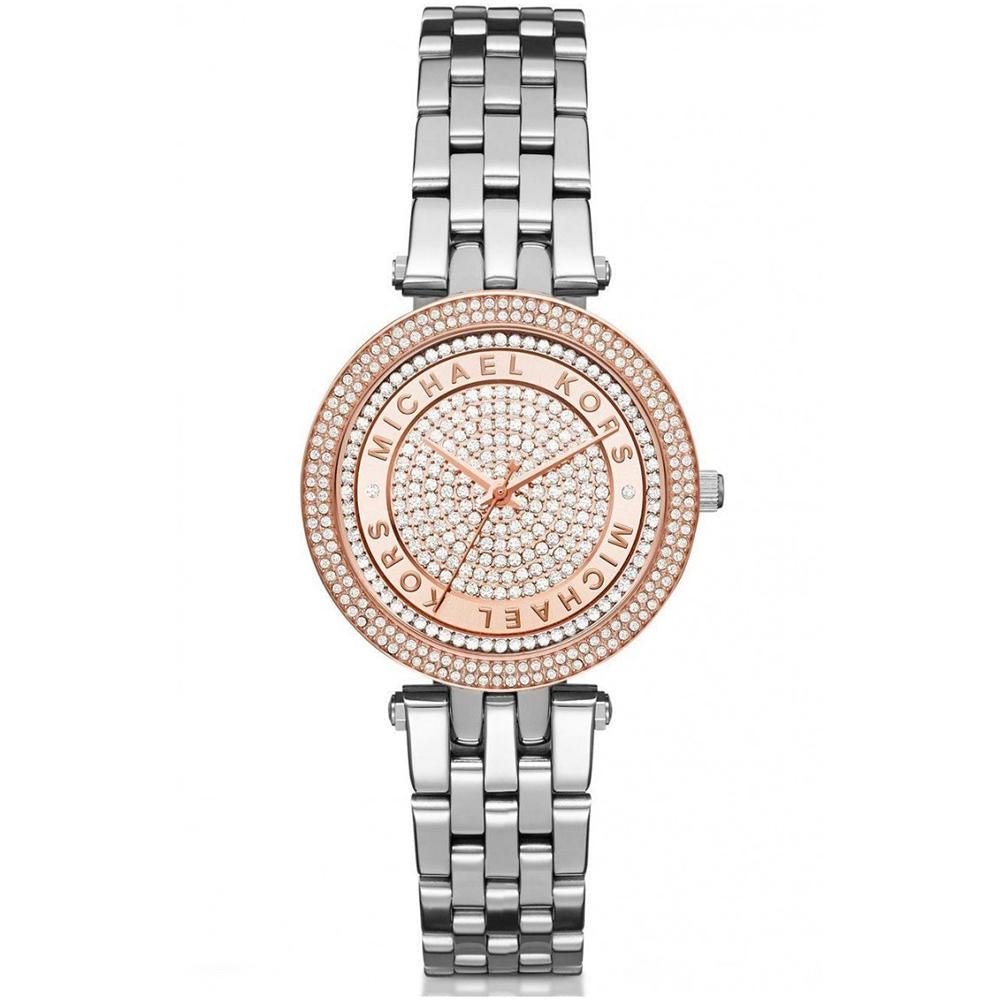 Michael Kors Darci Rose Gold Dial Silver Steel Strap Watch for Women - MK3446