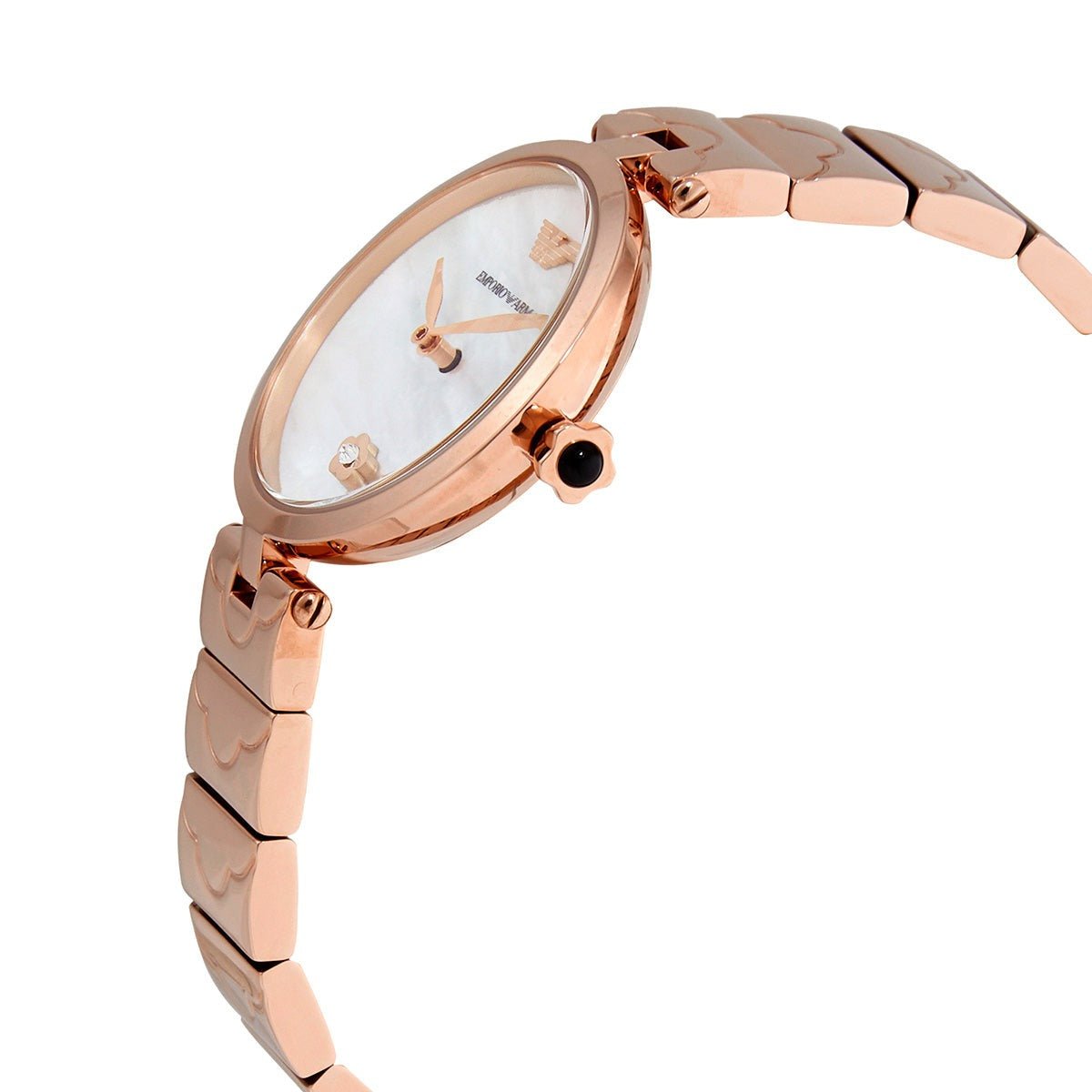 Emporio Armani Arianna White Mother of Pearl Dial Rose Gold Steel Strap Watch For Women - AR11236