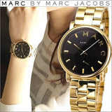 Marc Jacobs Baker Black Dial Gold Steel Strap Watch for Women - MBM3355